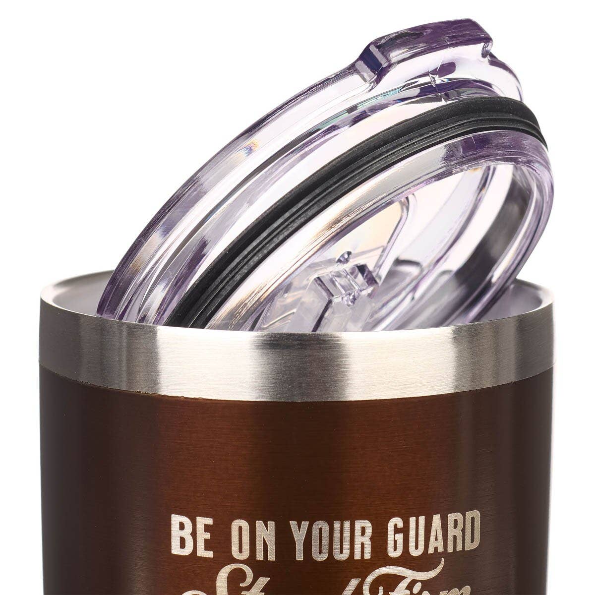 Mug SS Travel Brown Stand Firm in the Faith 1 Cor. 16:13