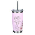 Tumbler w/straw SS Pink Lord Bless & Keep You Num. 6:24