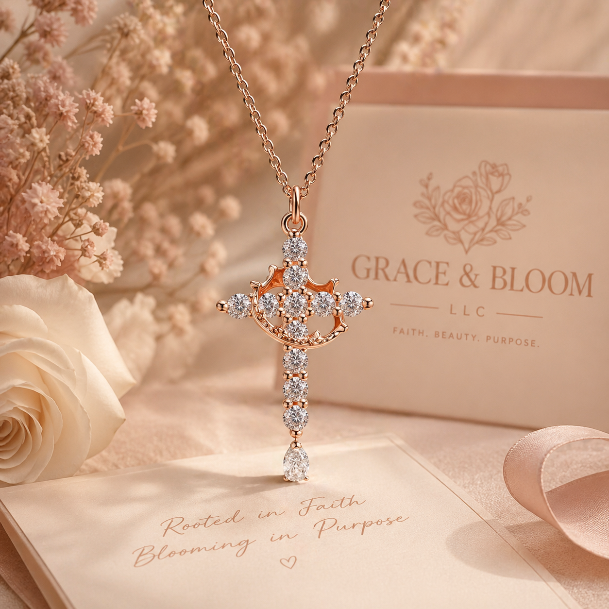 Grace & Bloom Radiant Faith Cross Necklace