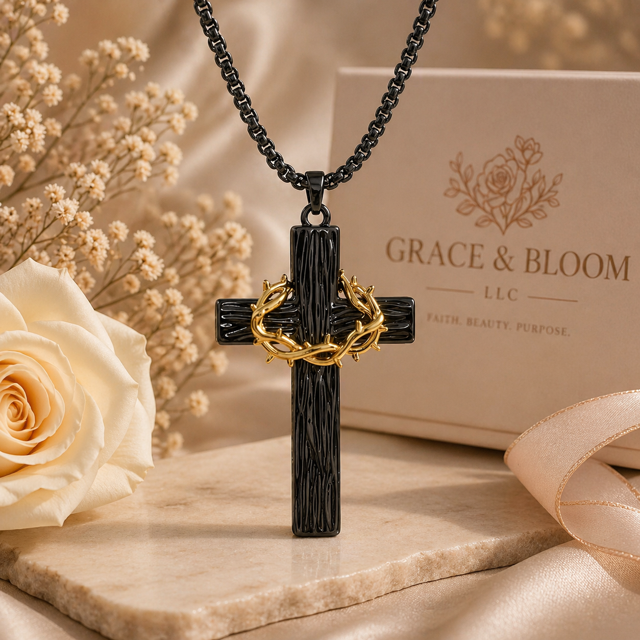 Grace & Bloom Crown of Grace Cross Necklace