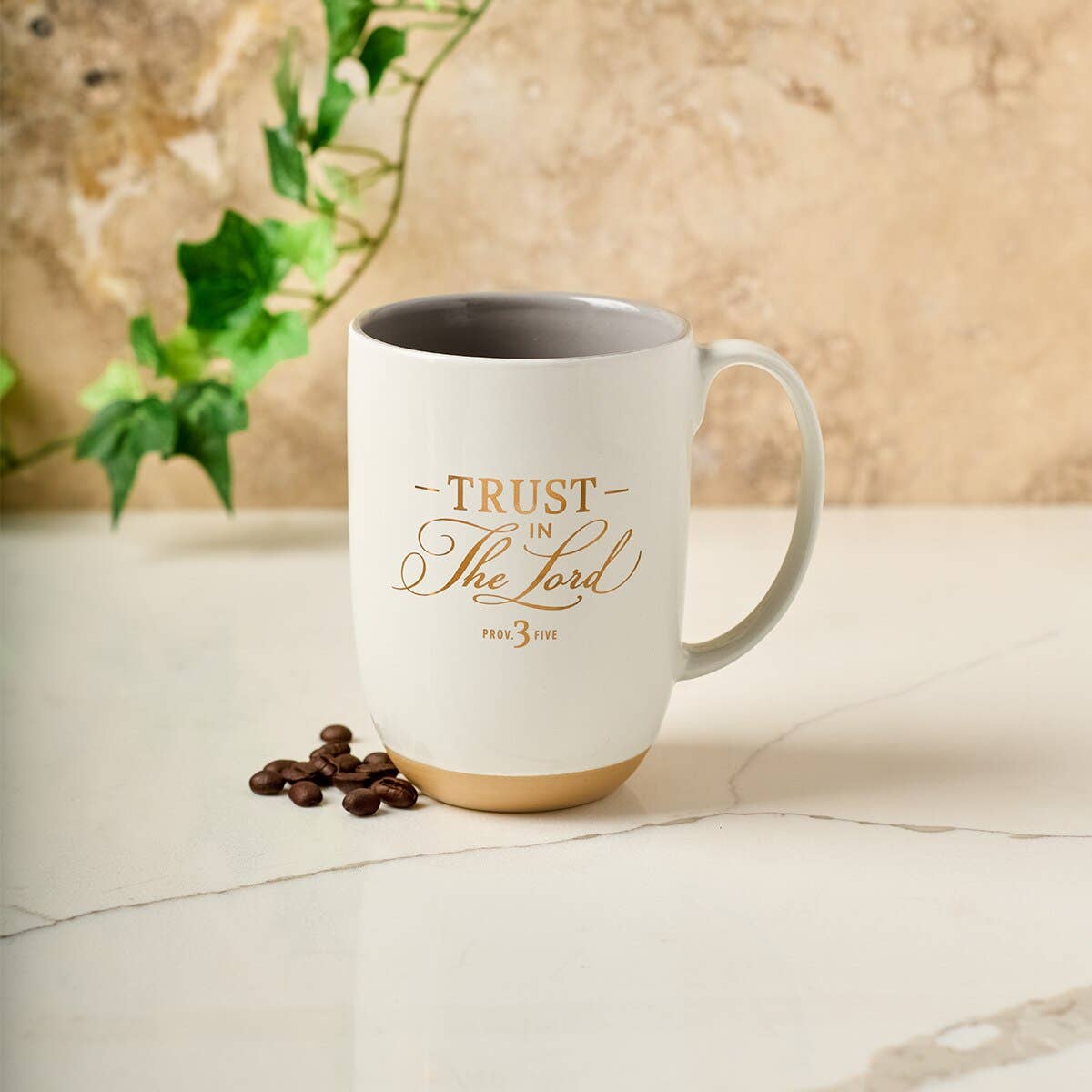 Mug White/Taupe Trust in the Lord Prov. 3:5-6