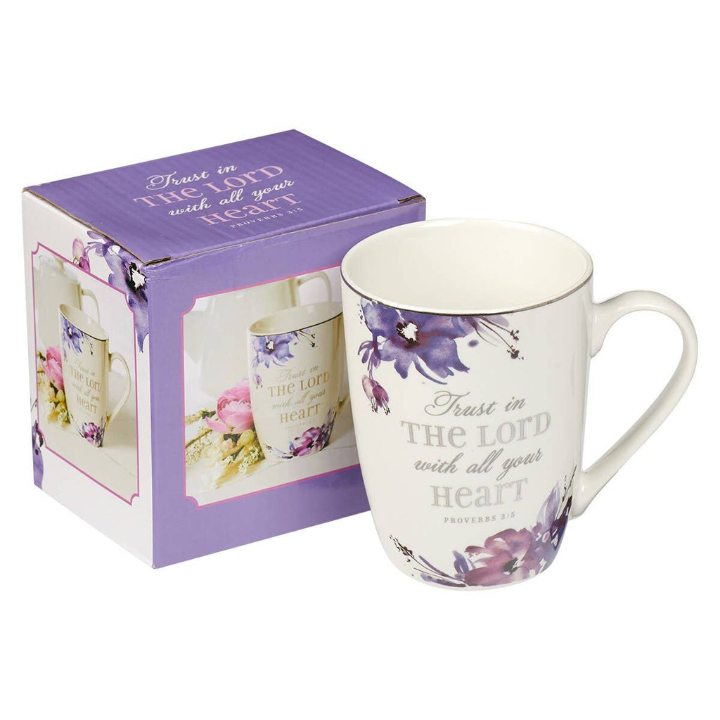 Mug White Floral Trust in the Lord Prov. 3:5