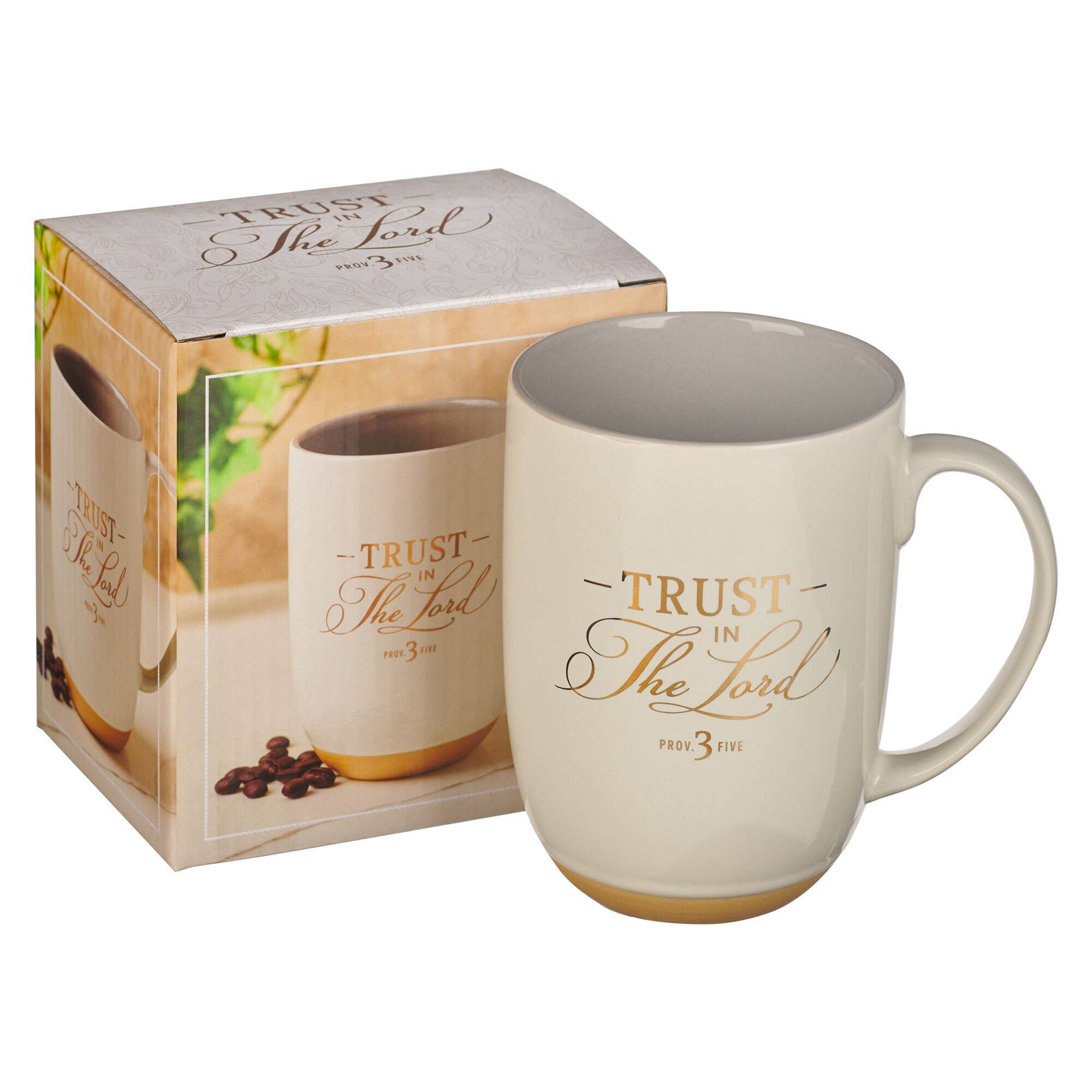 Mug White/Taupe Trust in the Lord Prov. 3:5-6